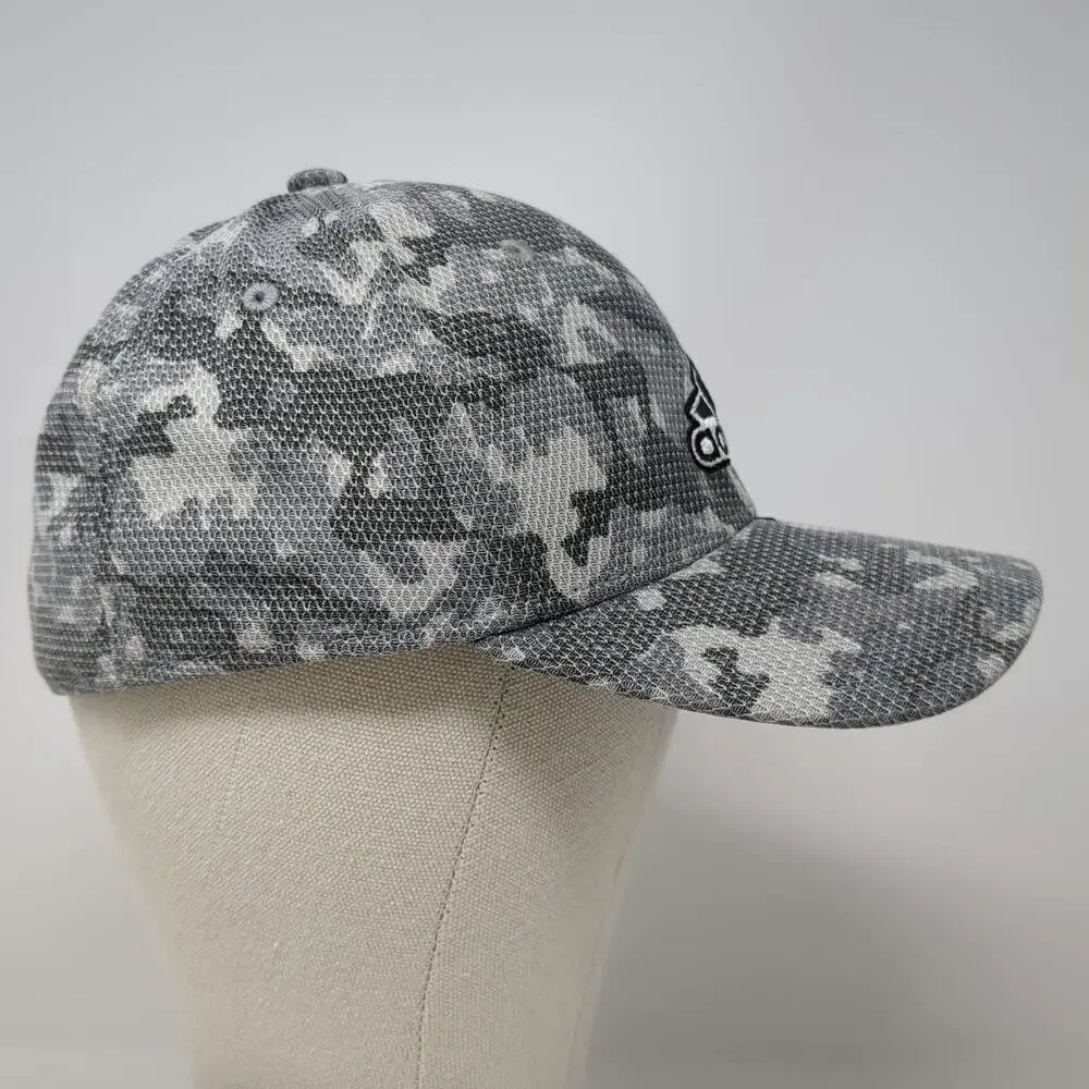 Adidas Baseball Cap Gray One Size Fitted Camo Mesh Stretch Hat Embroidered Logo